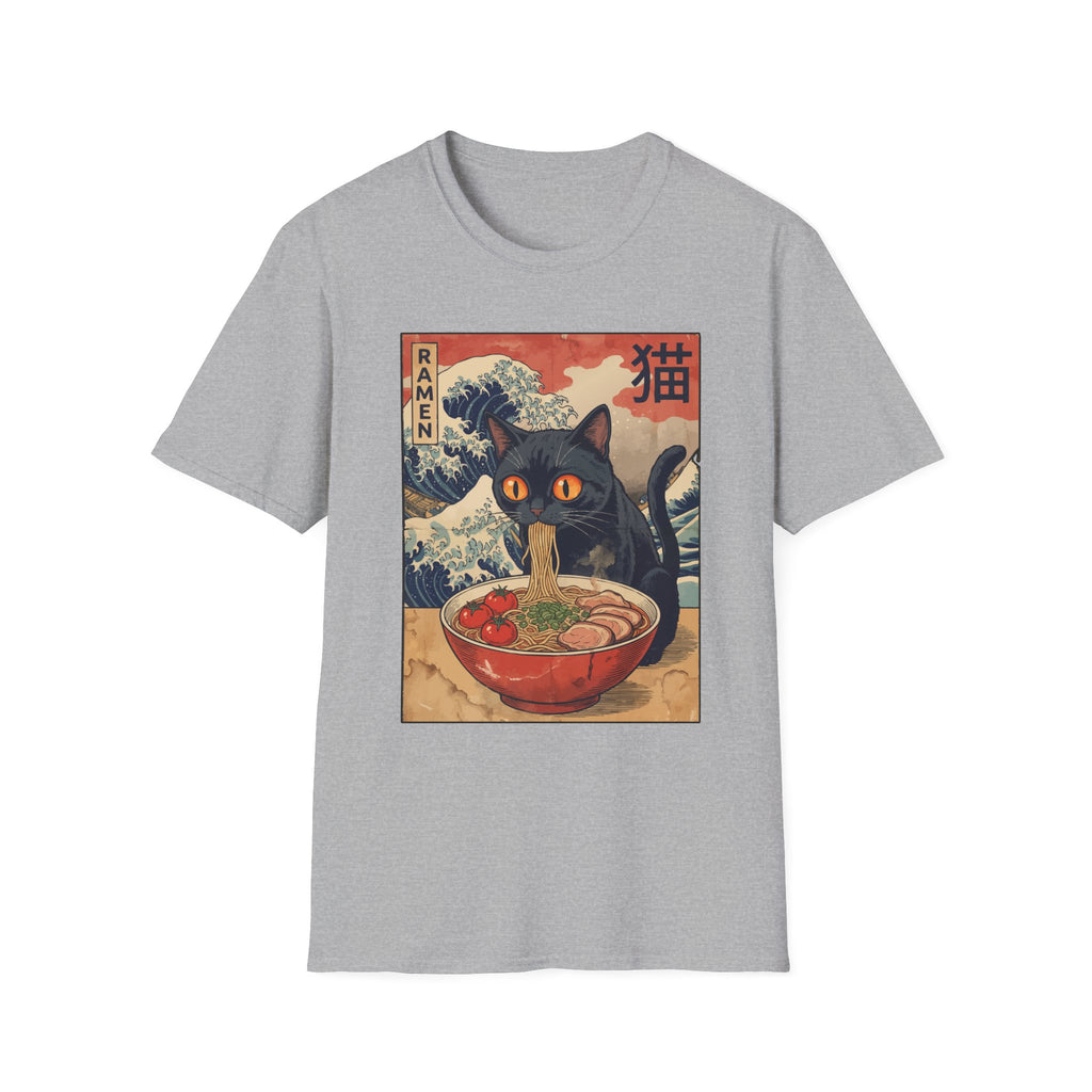 Cat Eating Ramen Japanese T-Shirt