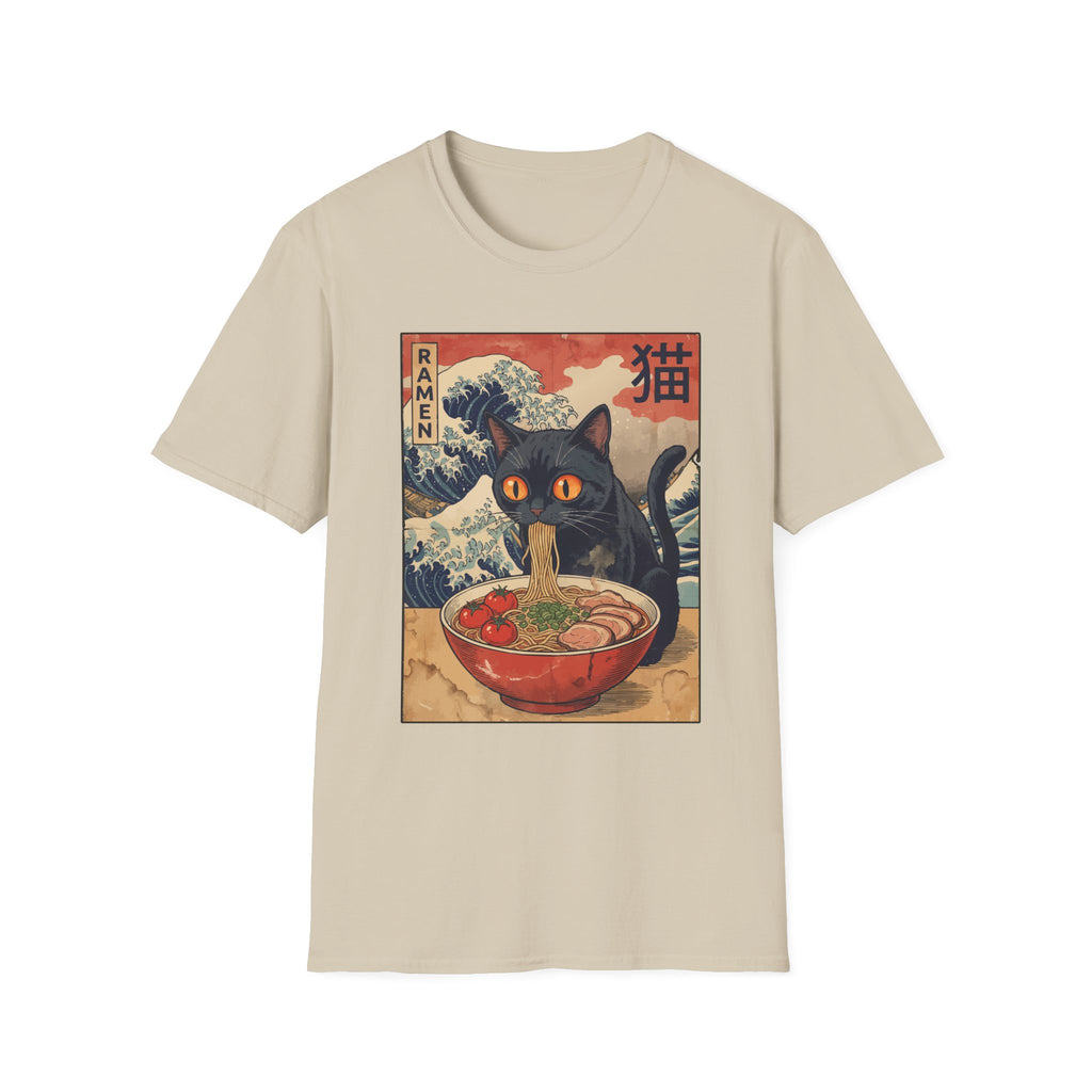 Cat Eating Ramen Japanese T-Shirt