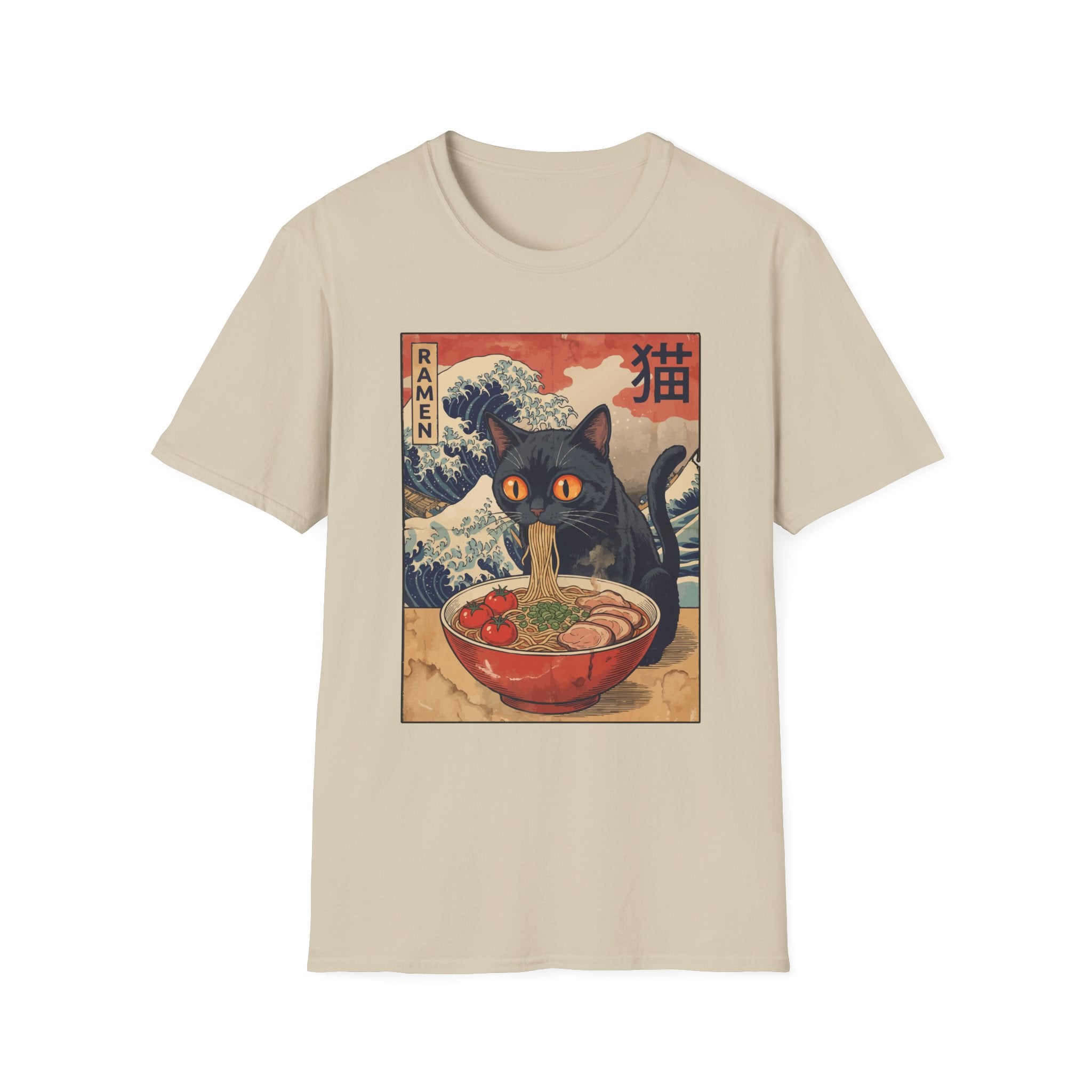 Cat Eating Ramen Japanese T-Shirt