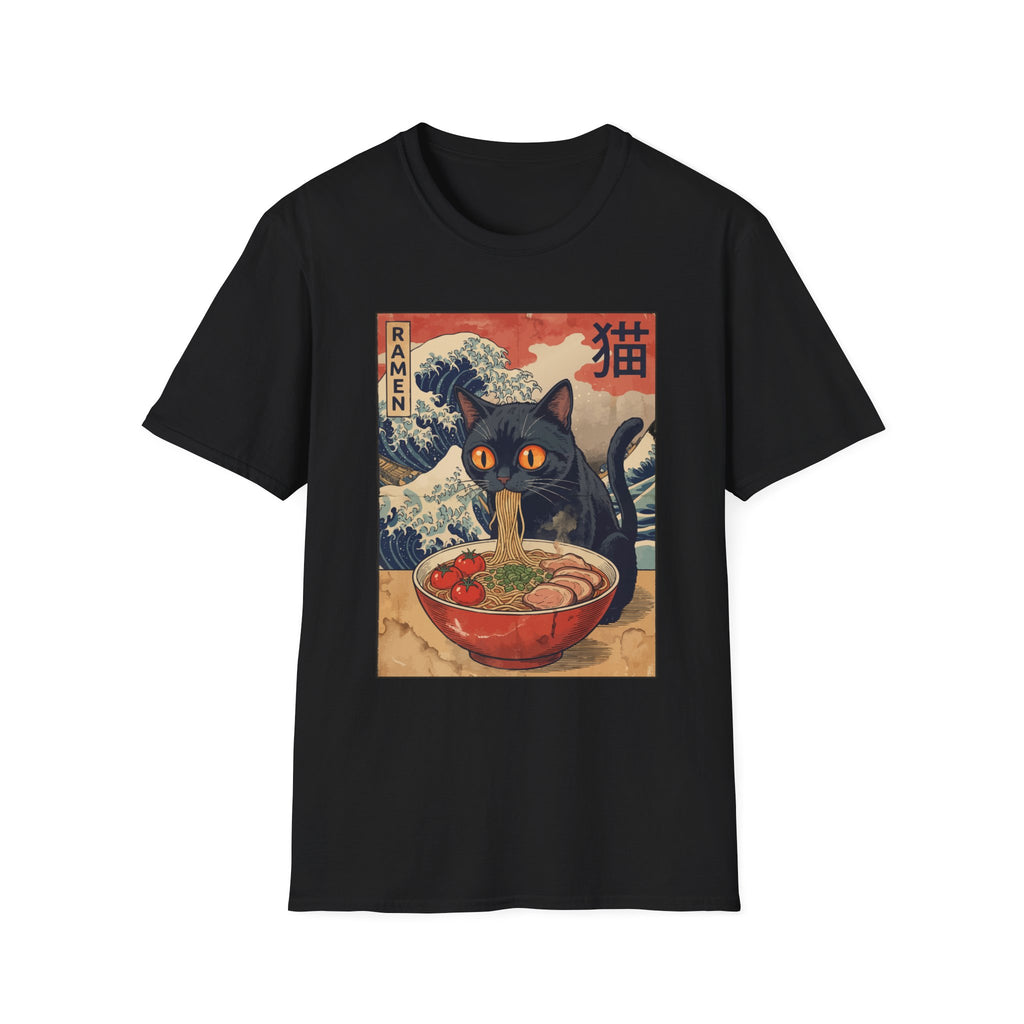 Cat Eating Ramen Japanese T-Shirt