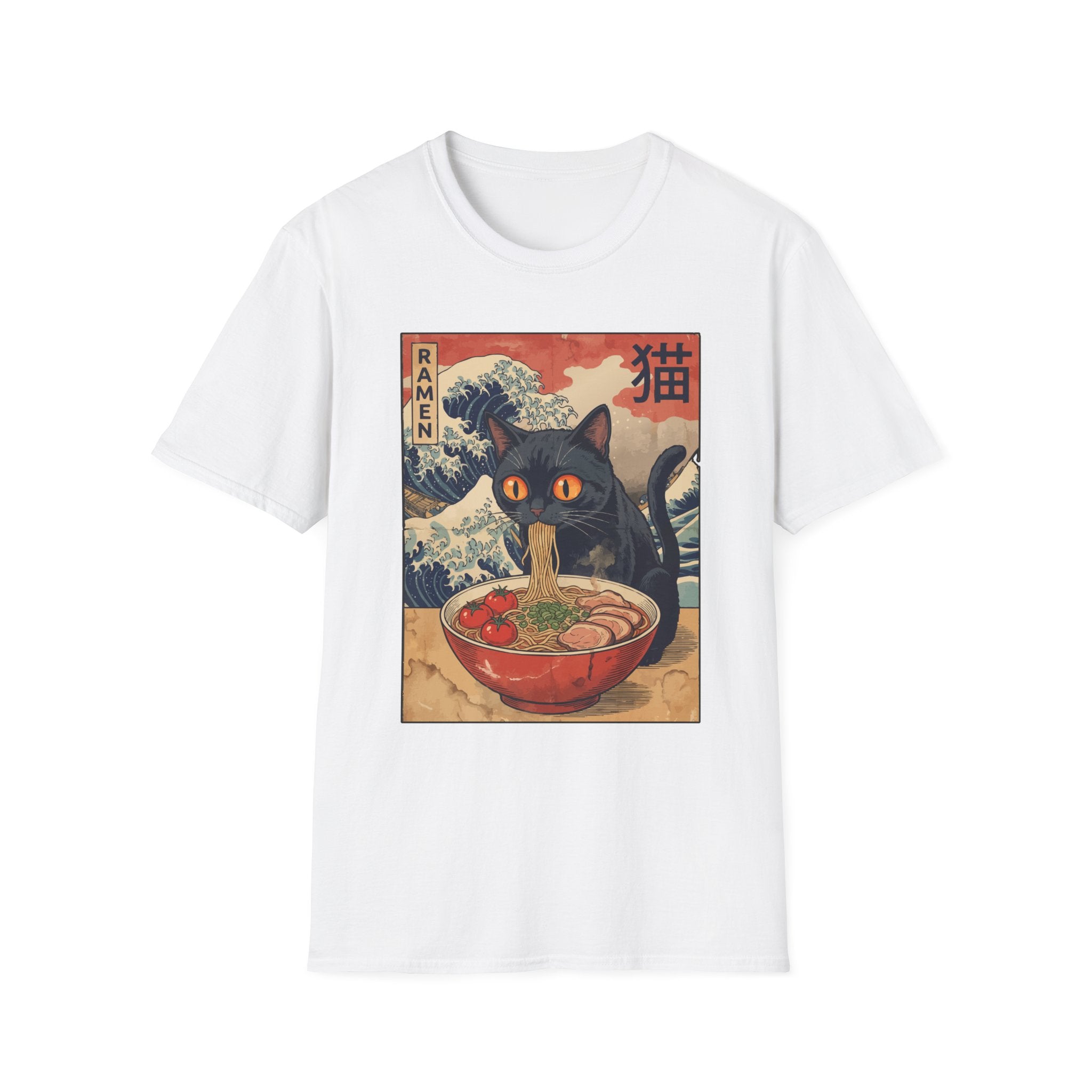 Cat Eating Ramen Japanese T-Shirt